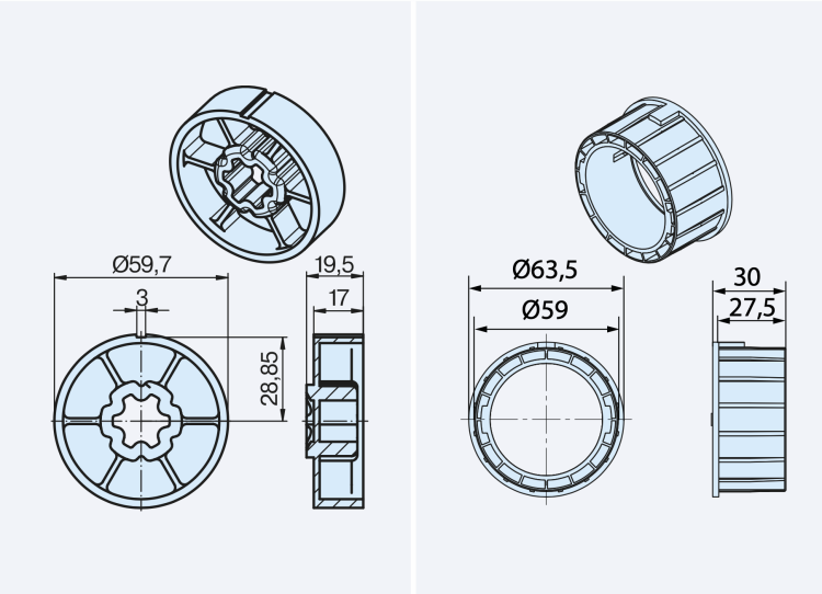 Becker Adapterset, 63x1.5 #49303000590 #49303006280 #49303001020