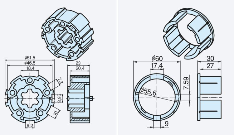 Becker Adapterset M50 Drive Wheel/Crown Wheel Universal #49303004060 #49303004070