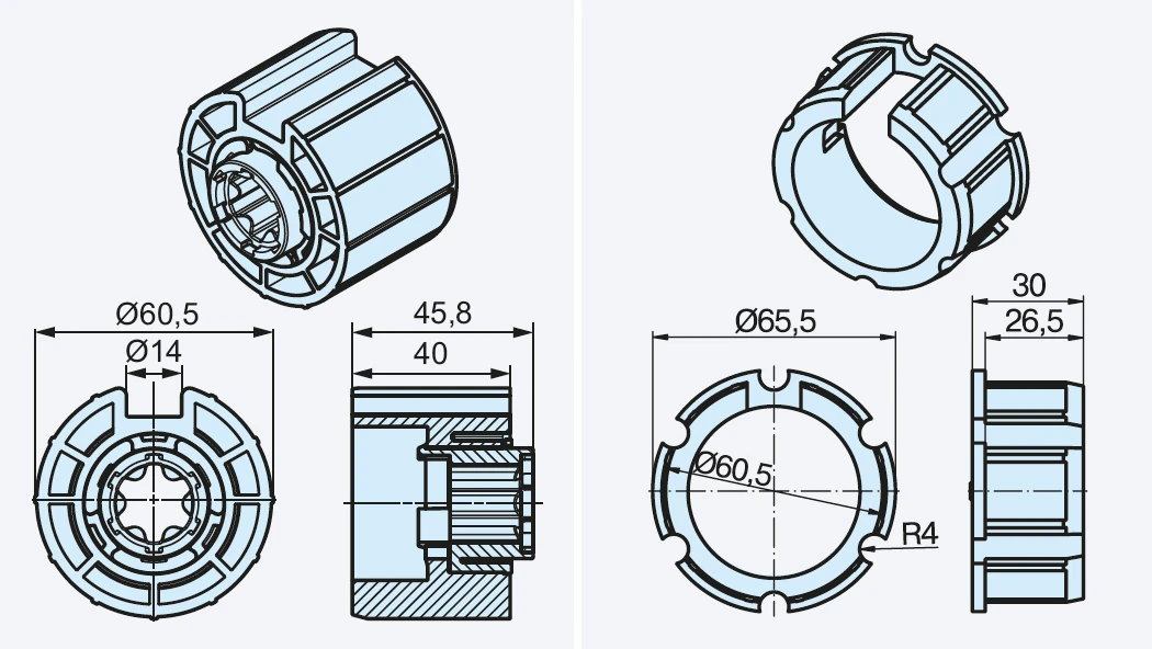 Becker Adapterset O-63N 14,0mm für Hinderniserkennung #49302002760 #49303004150
