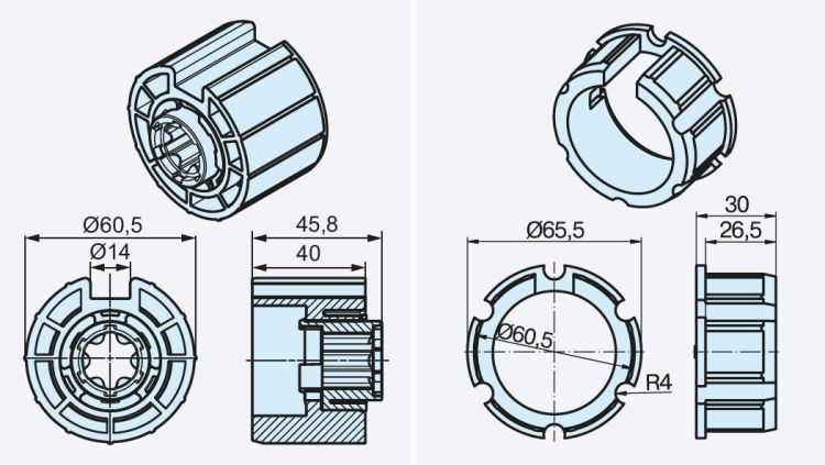 Becker Adapterset O-63N 14,0 mm für Hinderniserkennung #49302002760 #49303004150 #49303001020