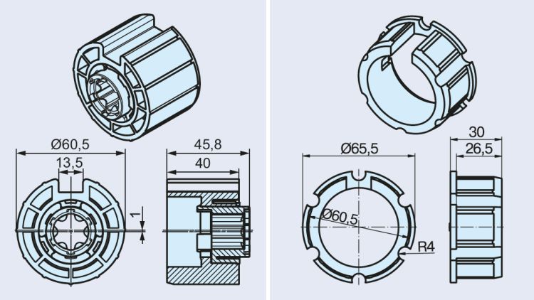 Becker Adapterset O-63N 13,5 mm für Hinderniserkennung #49302002770, #49303004150 #49303001020