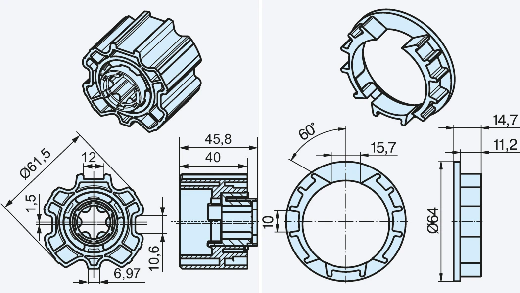 Becker Adapterset O-ZF64 für Hinderniserkennung #49302002310 #49303001410