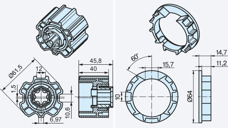 Becker Adapterset O-ZF64 für Hinderniserkennung #49302002310, #49303001410 #49303001020