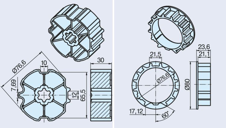 Becker Adapterset ZF80 x 1.2, Zurflüh Feller Aluminium #49303003270 #49313001490 #49303006280