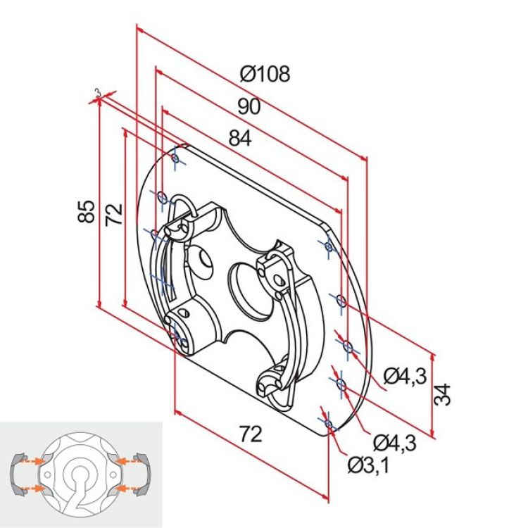 Cherubini Motorlager Universal zu Seitenblende INOUTIC max.50Nm A4506_0618