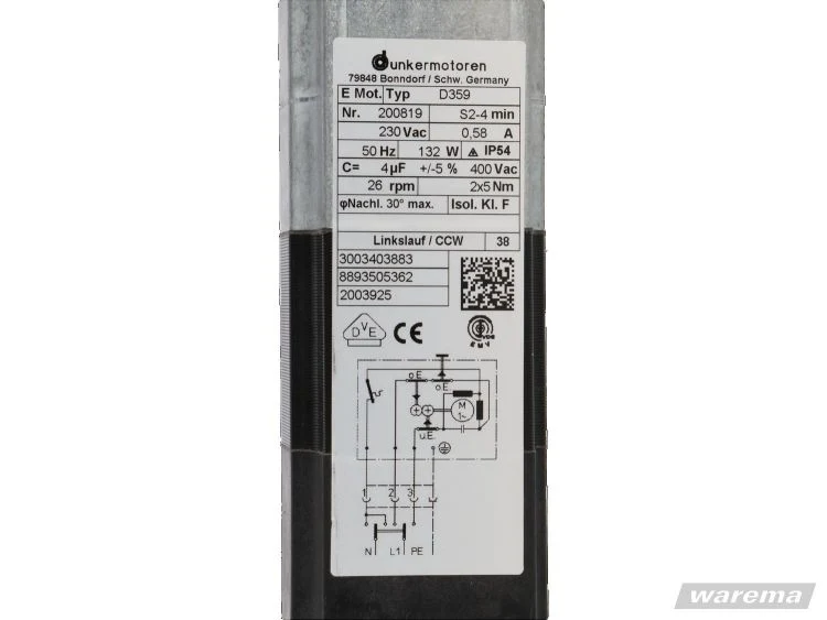 Dunker D359 10/26L Jalousieantrieb 10Nm (WAREMA #2003925)