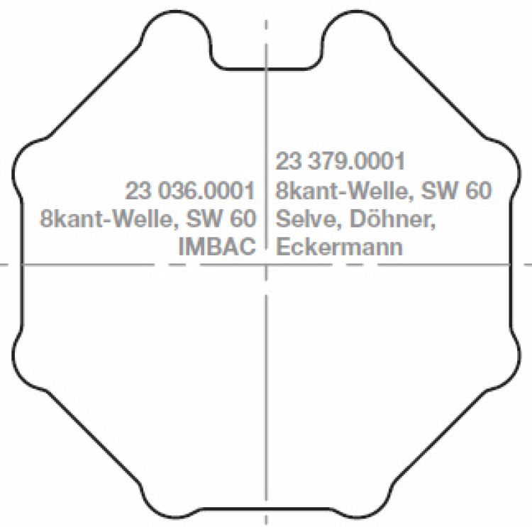 elero Adapterset für RevoLine M Profilrohre 8-kant, SW 60 mm #230360001