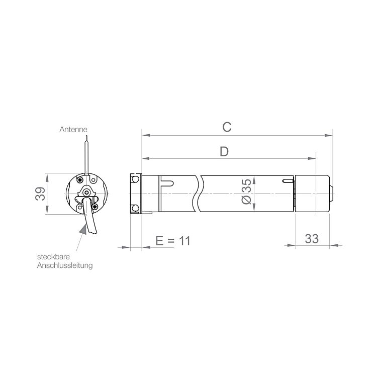 elero SunTop S5/30-868 Funkmotor für textilen Sonnenschutz #307320006