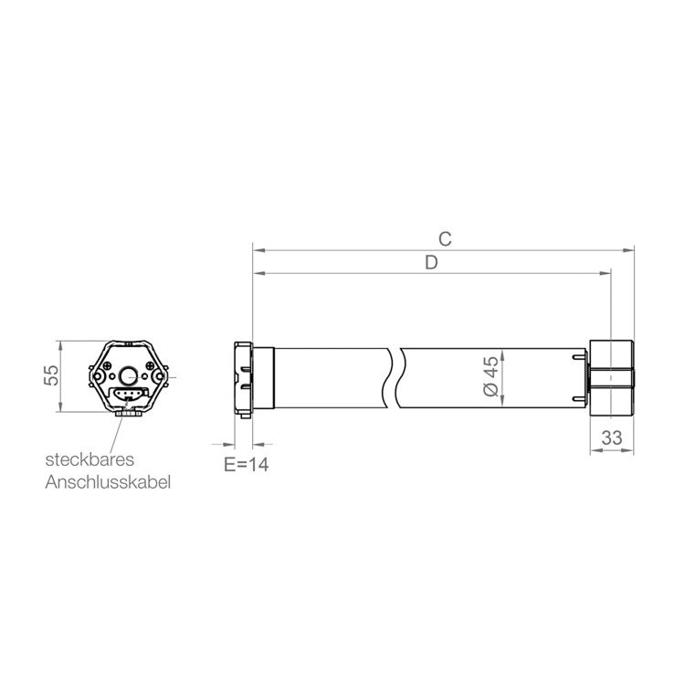 elero 346110101 VariEco M12 DC solarer Universalantrieb (mit geräuschloser Softbremse)