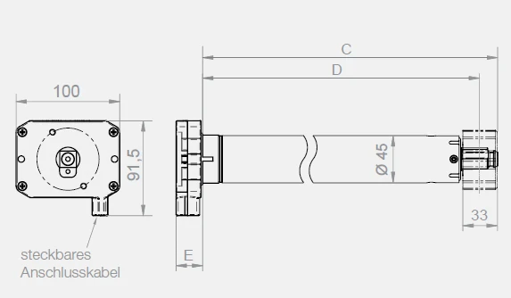 elero RolTop/D+ M30 NHK Rollladenmotor mit Nothandkurbel (mit geräuschloser Softbremse) #341330001