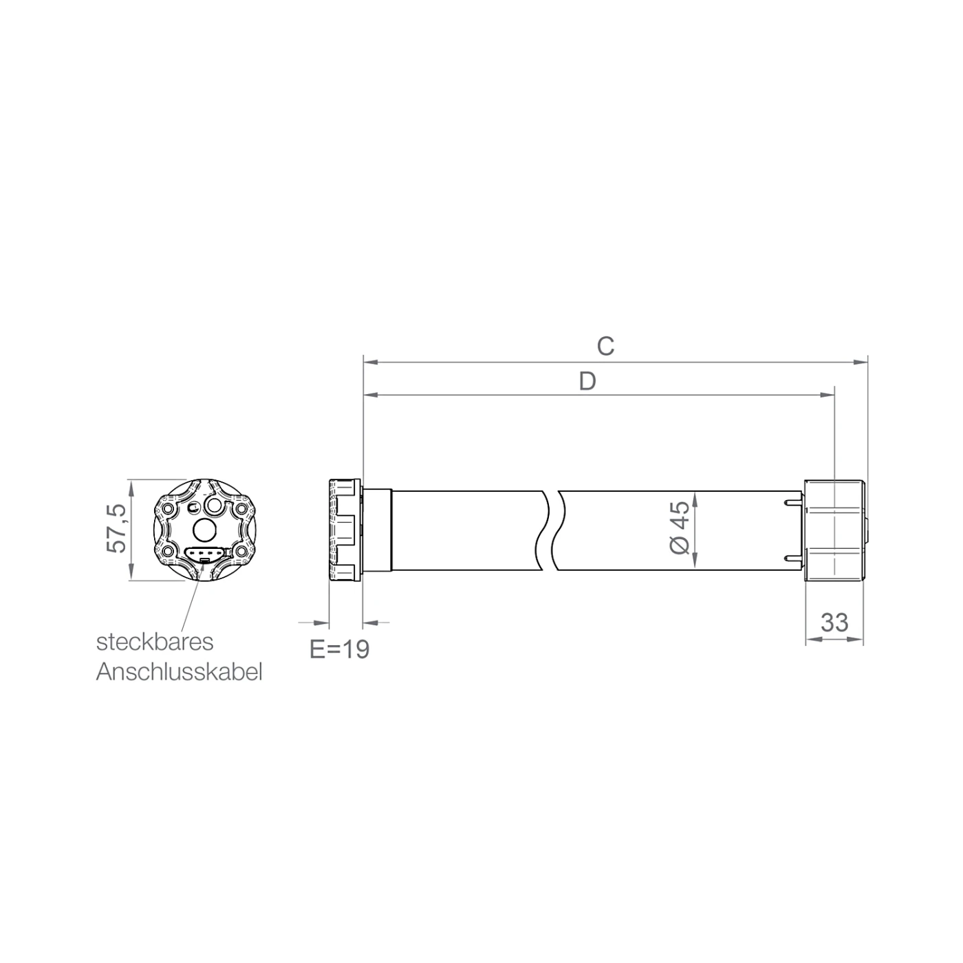 elero RolTop/D+ M30 SH Rollladenmotor Stern-Motorkopf (mit Flachbremse) #390430001