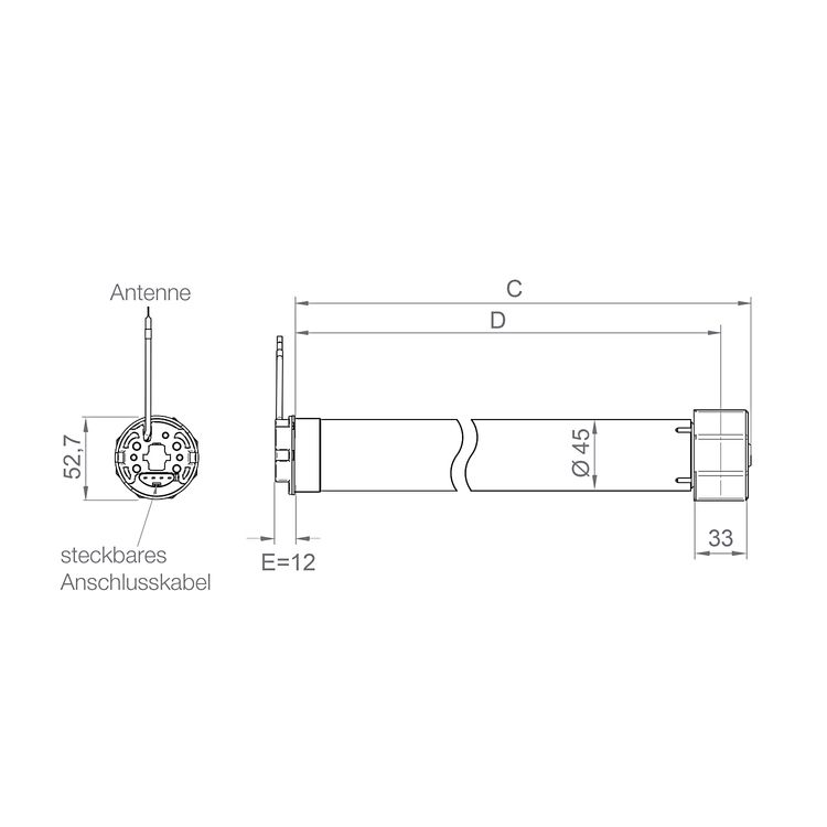 elero SunTop/Z M12/23-868 RH Funk-ZIP-Markisenmotor (Schnellläufer mit geräuschloser Softbremse) #386340006