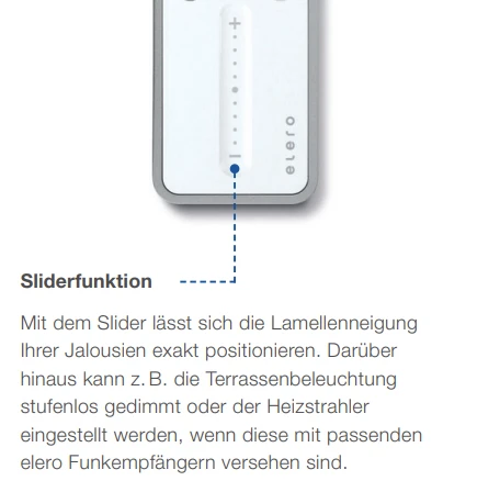elero VarioCom Slide 6-Kanal Handsender mit Slidefunktion #284550002 (#284550001)