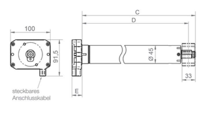 elero 369550001 VariEco L100 NHK Rohrantrieb mit Nothandkurbel