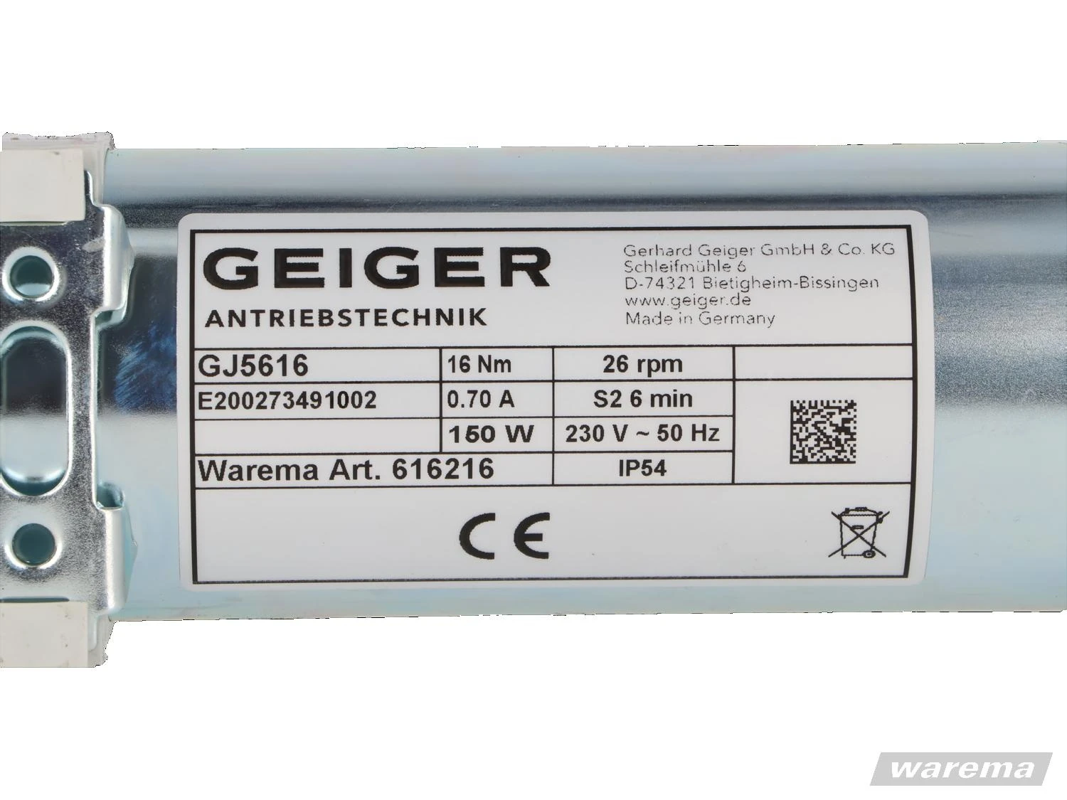 Geiger GJ5616 Jalousieantrieb 16Nm (WAREMA #616216)