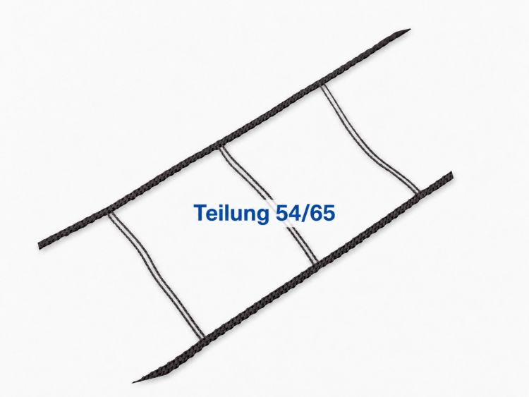 Leiterkordelband grau für Flachlamelle 60mm, Teilung 54mm