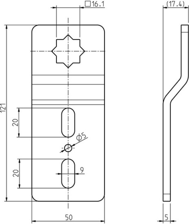 Rademacher Antriebslager, Fertigkasten, 16mm Stern, einseitig gekröpft Typ 4016-01 #94401601