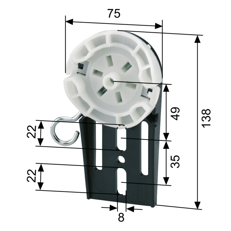 SELVE Motorlager für Rollladenfertigkästen Kunststoff abrollbar ohne Klipsung max 20Nm #281933