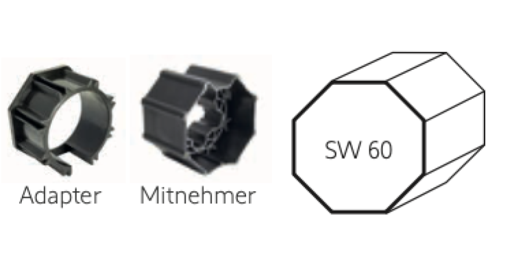 Somfy ➤ Adapter und Mitnehmer für Achtkant SW60 Baureihe 50 #9707025 #9751001✅ online günstig kaufen!
