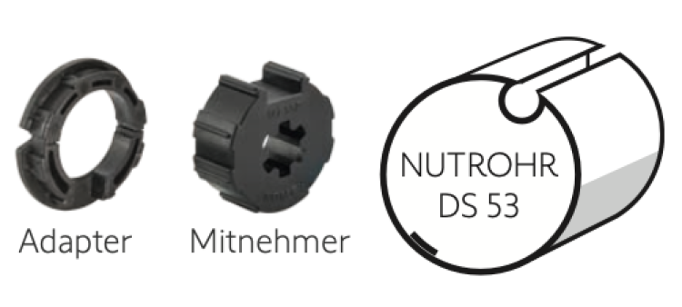 Somfy ➤  Adapter und Mitnehmer für DS 53 x 1,5 Rundnut Baureihe 40 #9701206 #9701213 ✅ online kaufen!