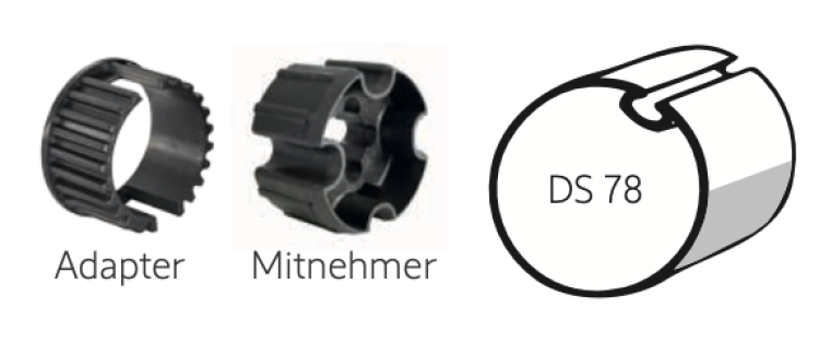 Somfy ➤ Adapter und Mitnehmer für DS 78 Flachnut Baureihe 60 #9707638 #9761001✅ online kaufen!