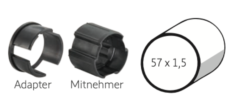 Somfy ➤ Adapter und Mitnehmer für Ø 57 x 1,5 Baureihe 50✅ #9705571 #9705287
