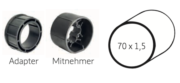 Somfy ➤ Adapter und Mitnehmer für Ø 70 x 1,5 Baureihe 50✅ #9707031 #9206028