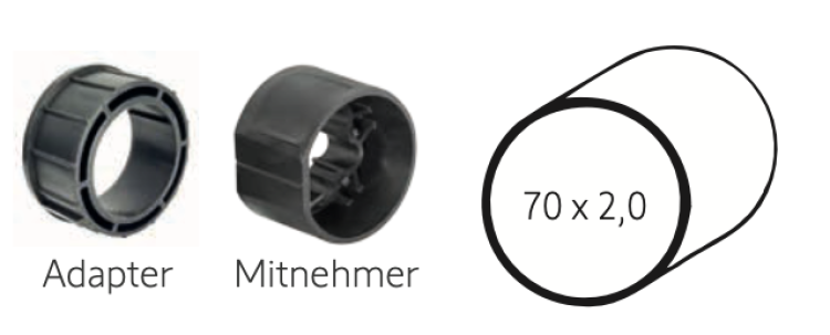 Somfy ➤ Adapter und Mitnehmer für Ø 70 x 1,5 Baureihe 50✅ #9707031 #9206028