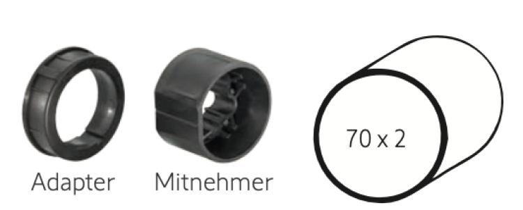Somfy ➤ Adapter und Mitnehmer für Ø 70 x 2,0 Baureihe 60✅ #9701129 #9420313