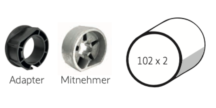 Somfy ➤ Adapter und Mitnehmer für RundrohrFür Ø 102 x 2,0 Baureihe 60 #9420370 #9420304