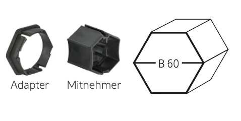 Somfy ➤ Adapter und Mitnehmer für Sechskant B60 Baureihe 50 #9701122 #9751011✅ online günstig kaufen!