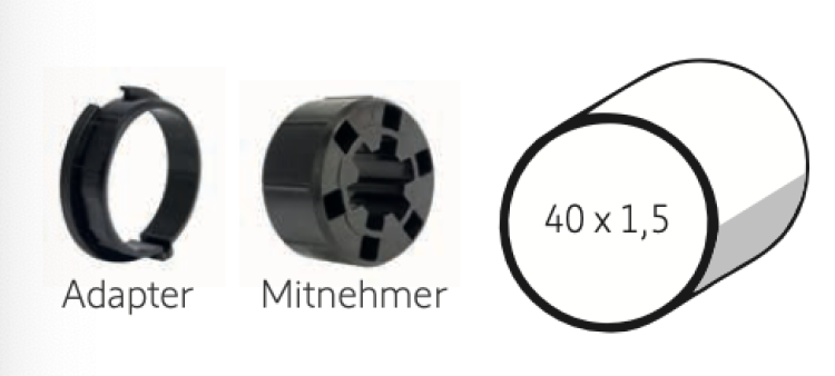 Somfy ➤ Adapter und Mitnehmer Ø 40 x 1,5 Baureihe 40 #9147330 #9147544 ✅ online kaufen!