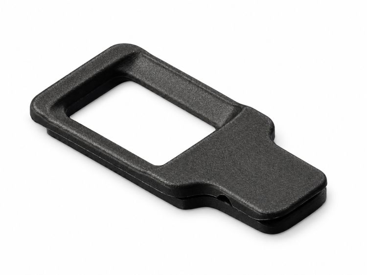 Veltrup Aufzugsbandöse #1250009 für Z-Lamellen mit Lochstanzung 9,0x12mm. Schwarze Ausführung, Verpackungseinheit mit 10 Stück.
