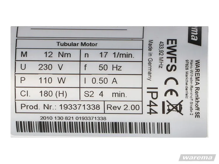 WAREMA W-MM 12/17 EWFS-Funk-Markisenmotor #617715