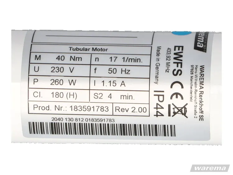 WAREMA W-MP 40/17 EWFS-Funk-Markisenmotor #617724