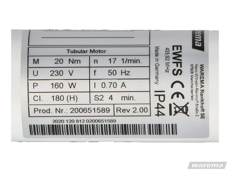 WAREMA W-RT 20/17 EWFS-Funk-Rollladenmotor #617737