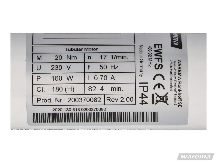 WAREMA W-ZM 20/17 EWFS-Funk-ZIP-Markisenmotor #617661