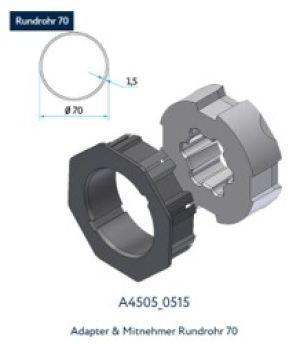Cherubini Adapter & Mitnehmer Rund Ø 70 A4505_0515 als mechanisches Zubehörteil für passende Rohrmotor-Anwendungen.