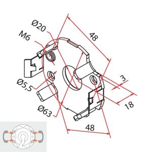 Cherubini Motorlager Durchmesser 63mm - Klippanschluss max. 50 Nm A4506_0596