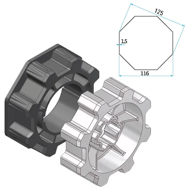 Cherubini Adapter und Mitnehmer Achtkant 125 HEROAL A5805_0512