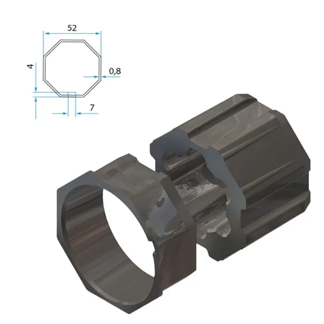 Cherubini Adapter und Mitnehmer Achtkant 50 mm A4505_0511