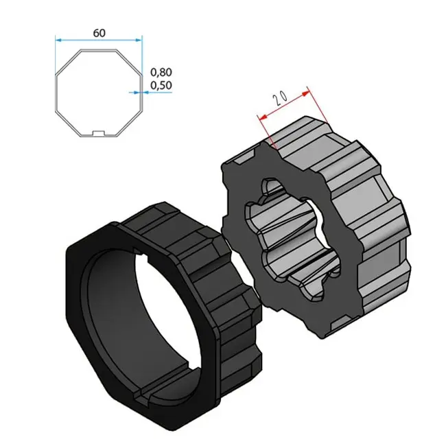 Cherubini Adapter und Mitnehmer Achtkant 60 A4505_0532