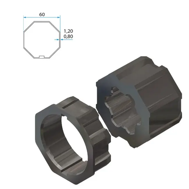 Cherubini Adapter und Mitnehmer Achtkant 60 mm A4505_0510