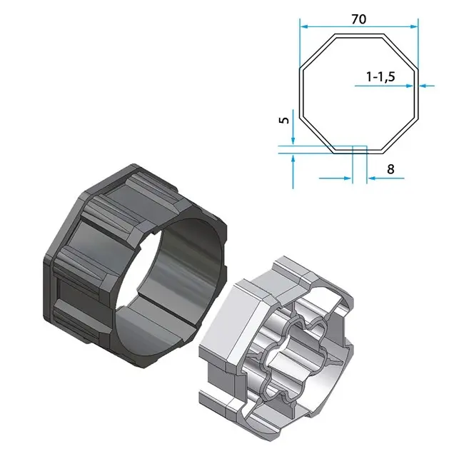 Cherubini Adapter und Mitnehmer Achtkant 70 A5805_0501