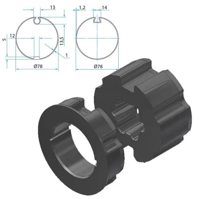Cherubini Adapter und Mitnehmer Nutrohr 78 A4505_0521