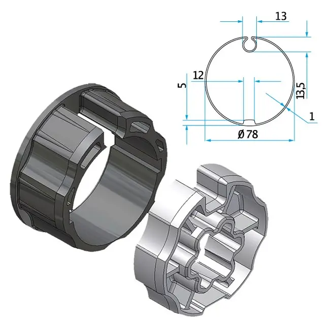 Cherubini Adapter und Mitnehmer Nutrohr 78 A5805_0502