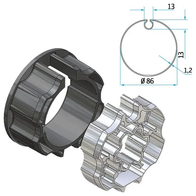 Cherubini Adapter und Mitnehmer Nutrohr 85 A5805_0503