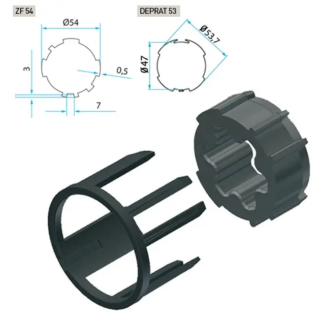 Cherubini Adapter und Mitnehmer ZF 54 Deprat 53 A4505_0508