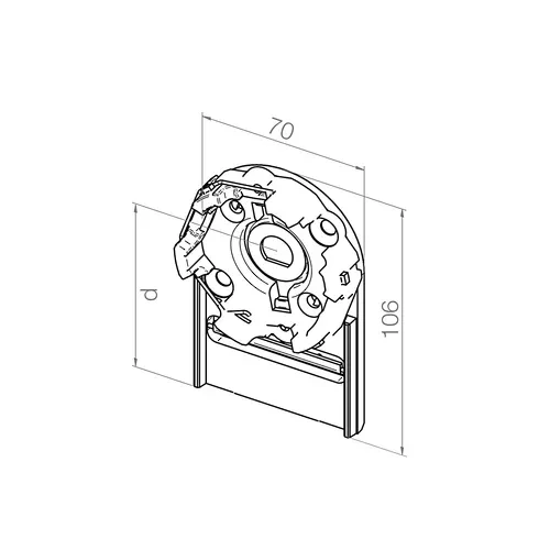 elero Motorlager Vorbauelement Größe 150mm, schraublos rechts, d=70,7mm #236159301