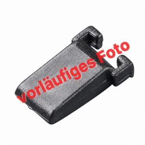 Schwarzer Aufzugsbandkeil #497616 für Befestigungen mit Schlaufe. Für 6mm, 8mm und 10mm Aufzugsband. Verpackungseinheit mit 10 Stück.